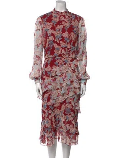 Pre-owned Saloni Silk Midi Length Dress In Pink