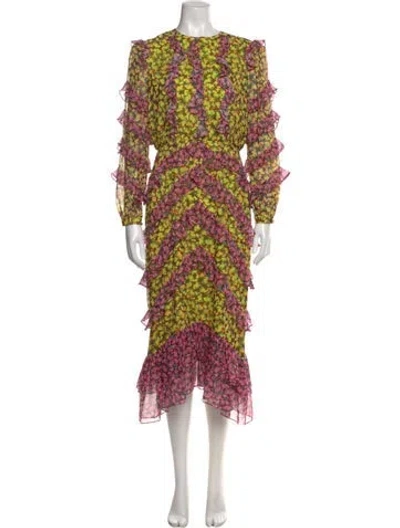 Pre-owned Saloni Silk Midi Length Dress In Pink
