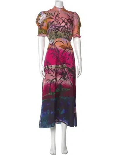 Pre-owned Saloni Silk Midi Length Dress In Pink