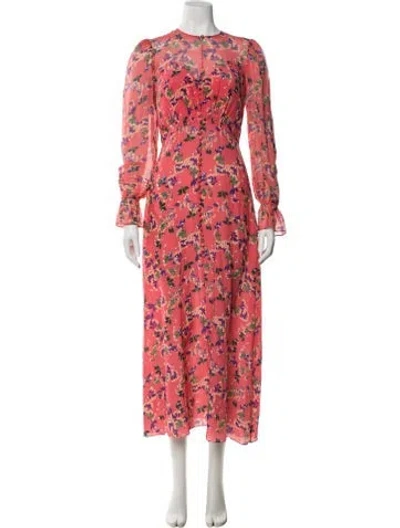 Pre-owned Saloni Silk Midi Length Dress In Pink