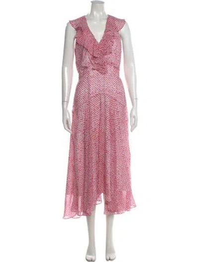 Pre-owned Saloni Silk Midi Length Dress In Pink