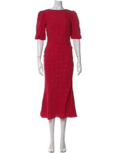 Pre-owned Saloni Silk Midi Length Dress In Pink