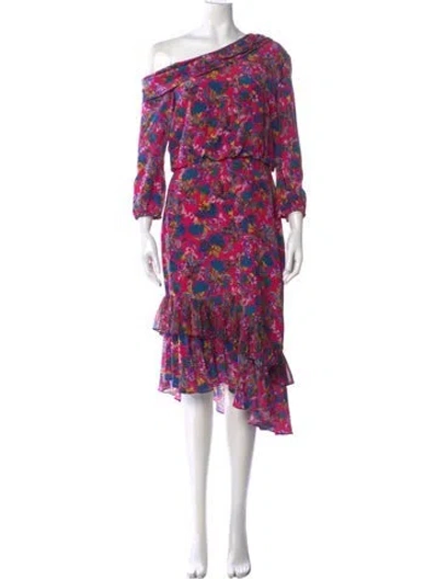 Pre-owned Saloni Silk Midi Length Dress In Pink