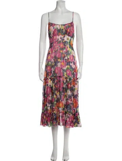 Pre-owned Saloni Silk Midi Length Dress In Pink