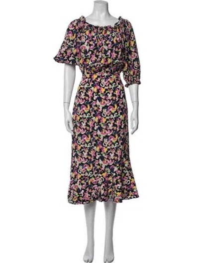 Pre-owned Saloni Silk Midi Length Dress In Pink