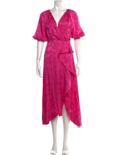 Pre-owned Saloni Silk Midi Length Dress In Pink