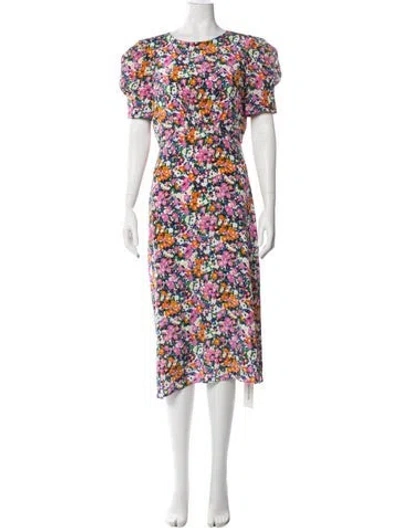 Pre-owned Saloni Silk Midi Length Dress In Pink