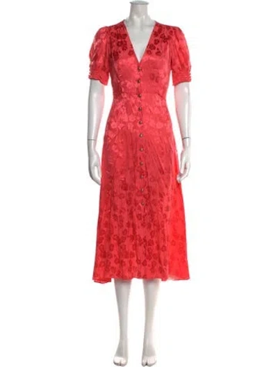 Pre-owned Saloni Silk Midi Length Dress In Pink