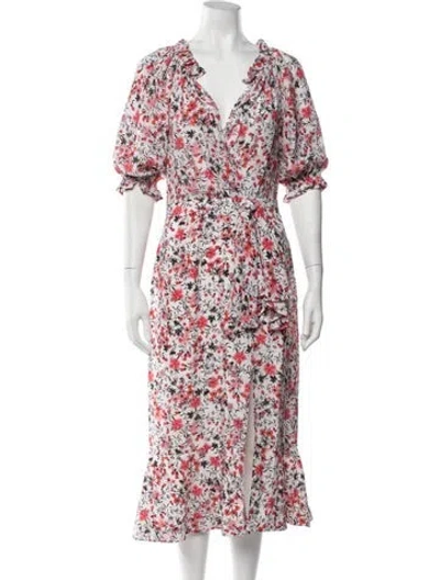 Pre-owned Saloni Silk Midi Length Dress In Pink