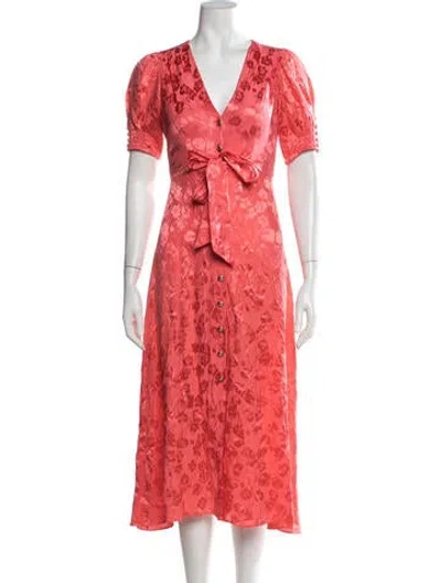 Pre-owned Saloni Silk Midi Length Dress In Pink