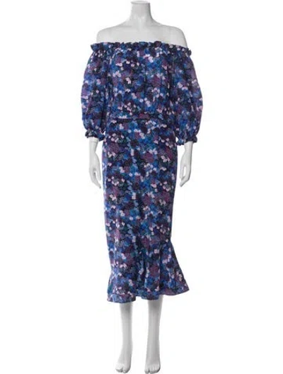 Pre-owned Saloni Silk Midi Length Dress In Purple