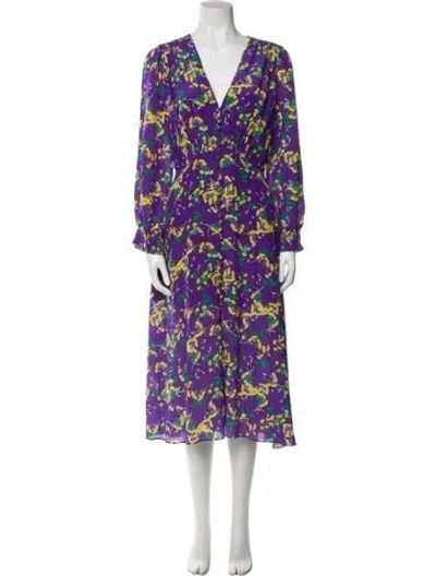 Pre-owned Saloni Silk Midi Length Dress In Purple