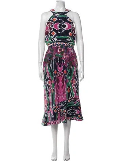 Pre-owned Saloni Silk Midi Length Dress In Purple