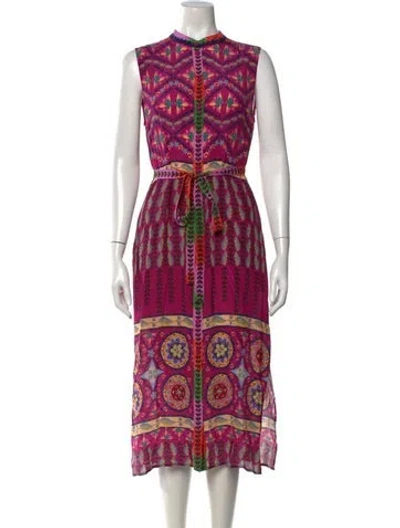 Pre-owned Saloni Silk Midi Length Dress In Purple