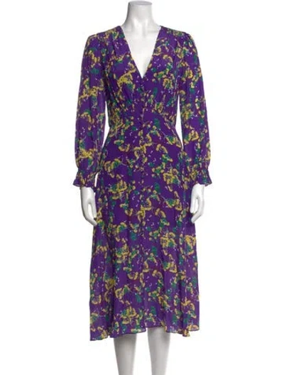 Pre-owned Saloni Silk Midi Length Dress In Purple