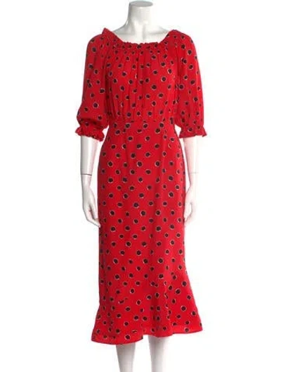Pre-owned Saloni Silk Midi Length Dress In Red