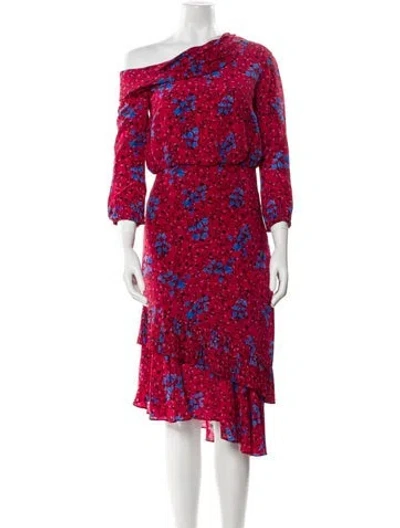 Pre-owned Saloni Silk Midi Length Dress In Red