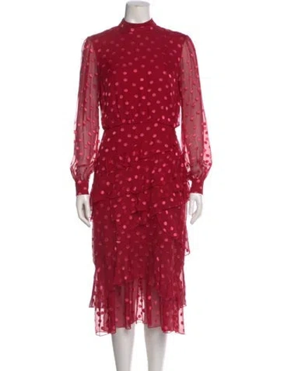 Pre-owned Saloni Silk Midi Length Dress In Red