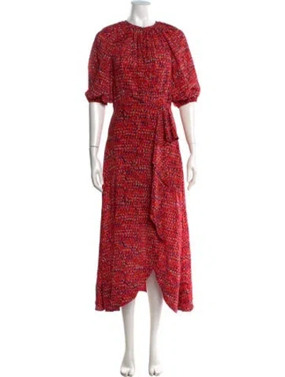 Pre-owned Saloni Silk Midi Length Dress In Red