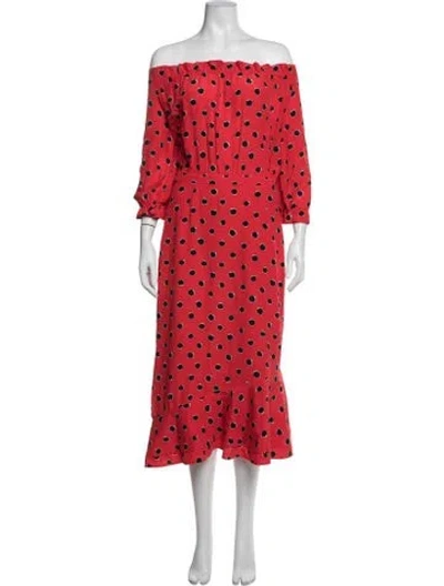 Pre-owned Saloni Silk Midi Length Dress In Red
