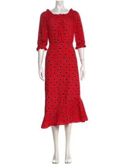 Pre-owned Saloni Silk Midi Length Dress In Red