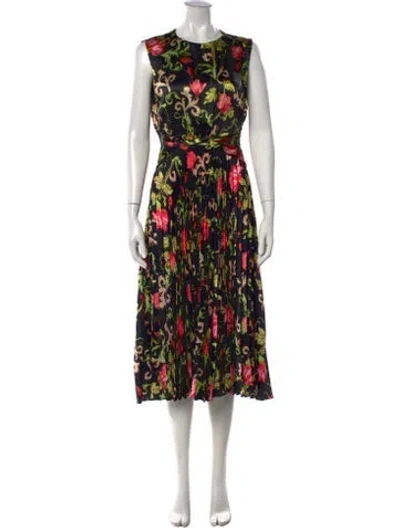 Pre-owned Saloni Silk Midi Length Dress W/ Tags In Black