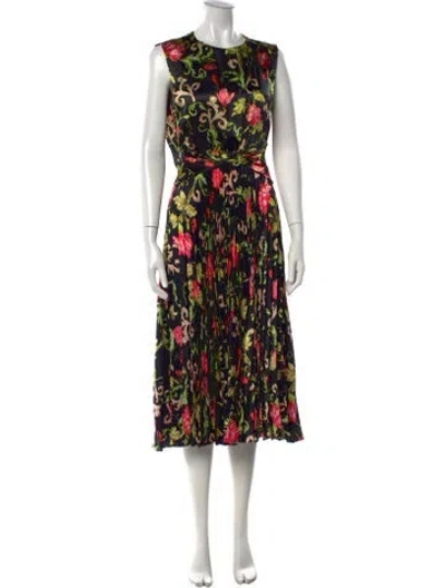 Pre-owned Saloni Silk Midi Length Dress W/ Tags In Black