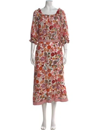 Pre-owned Saloni Silk Midi Length Dress W/ Tags In Burgundy