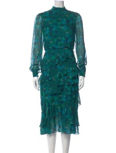 Pre-owned Saloni Silk Midi Length Dress W/ Tags In Green