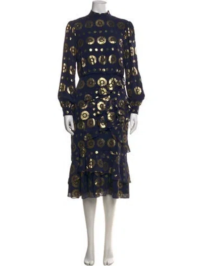 Pre-owned Saloni Silk Midi Length Dress W/ Tags In Multi