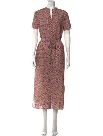 Pre-owned Saloni Silk Midi Length Dress W/ Tags In Pink