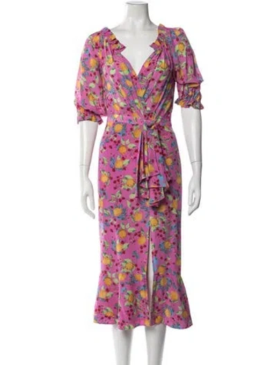 Pre-owned Saloni Silk Midi Length Dress W/ Tags In Purple