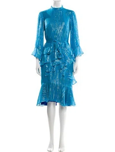 Pre-owned Saloni Silk Midi Length Dress In White