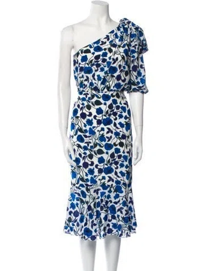 Pre-owned Saloni Silk Midi Length Dress In White