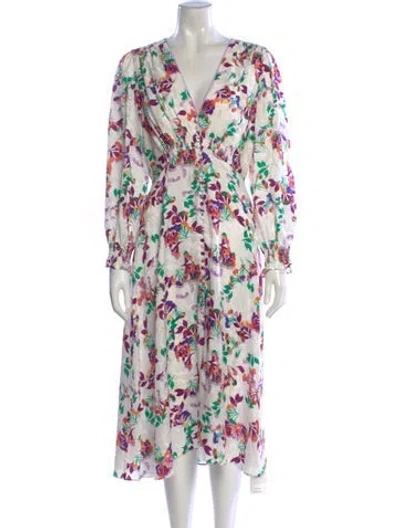 Pre-owned Saloni Silk Midi Length Dress In White