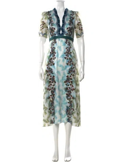 Pre-owned Saloni Silk Midi Length Dress In White