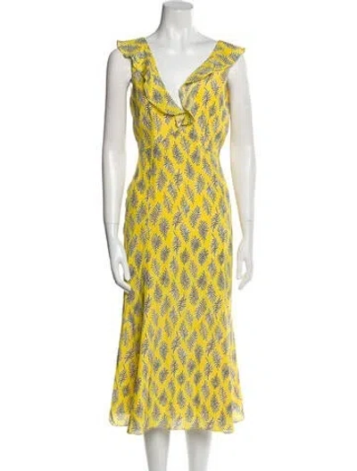 Pre-owned Saloni Silk Midi Length Dress In Yellow