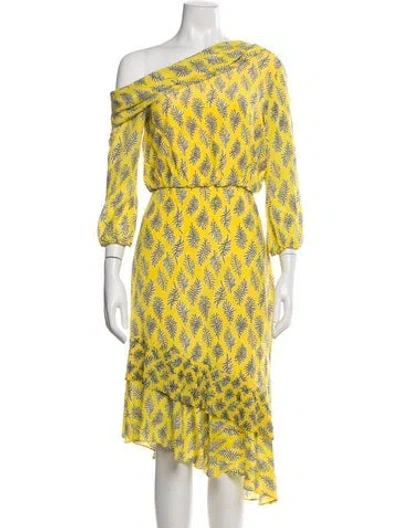 Pre-owned Saloni Silk Midi Length Dress In Yellow
