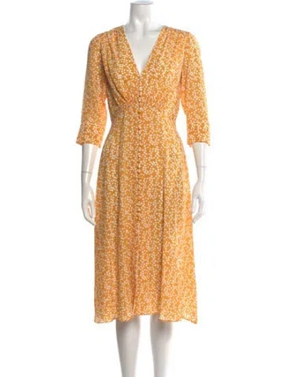 Pre-owned Saloni Silk Midi Length Dress In Yellow