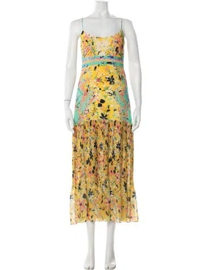 Pre-owned Saloni Silk Midi Length Dress In Yellow