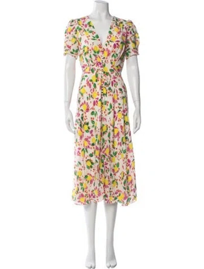 Pre-owned Saloni Silk Midi Length Dress In Yellow