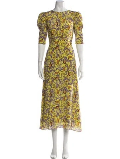 Pre-owned Saloni Silk Midi Length Dress In Yellow