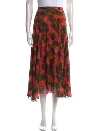 Pre-owned Saloni Silk Midi Length Skirt In Orange