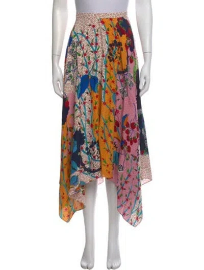 Pre-owned Saloni Silk Midi Length Skirt In Orange