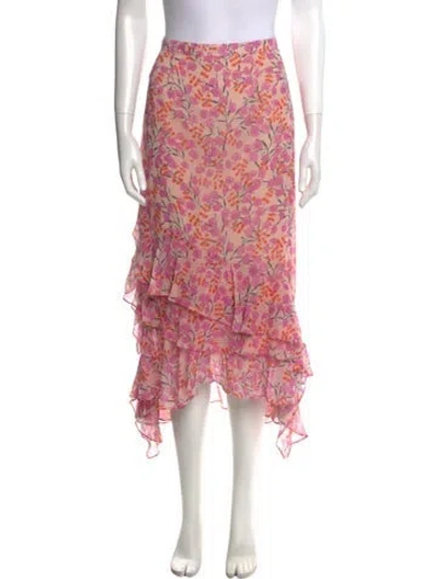 Pre-owned Saloni Silk Midi Length Skirt In Pink