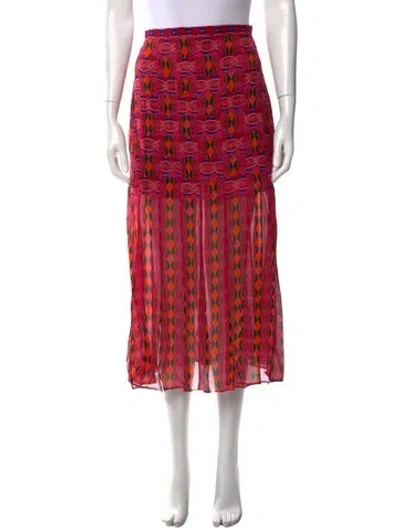 Pre-owned Saloni Silk Midi Length Skirt W/ Tags In Pink