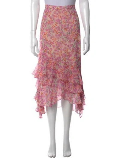 Pre-owned Saloni Silk Midi Length Skirt W/ Tags In Pink