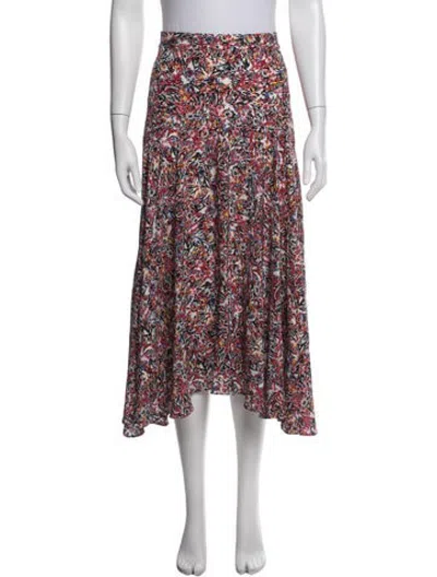 Pre-owned Saloni Silk Midi Length Skirt In White
