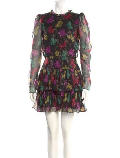 Pre-owned Saloni Silk Mini Dress In Black