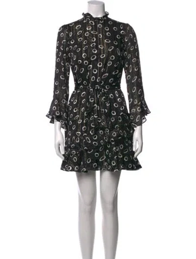 Pre-owned Saloni Silk Mini Dress In Black/metallic